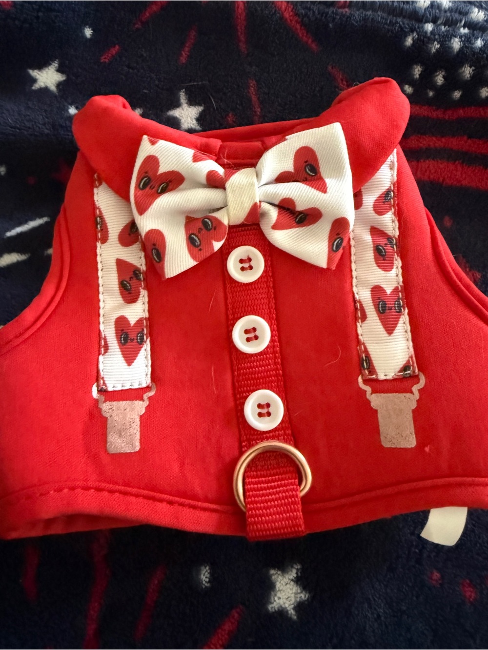 Cute Valentine’s Dog Harness XS – Bow Tie & Suspenders Style ❤️